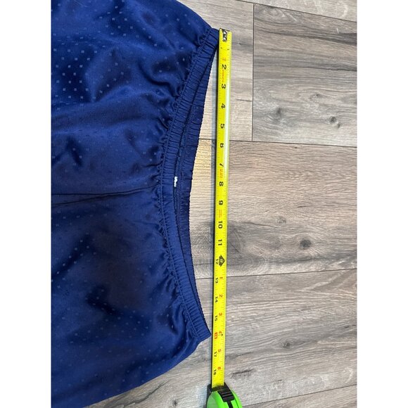 Miss Elaine XL Womens Satin Pajama Set Navy Blue Embroidered Top & Elastic Waist - Picture 6 of 13